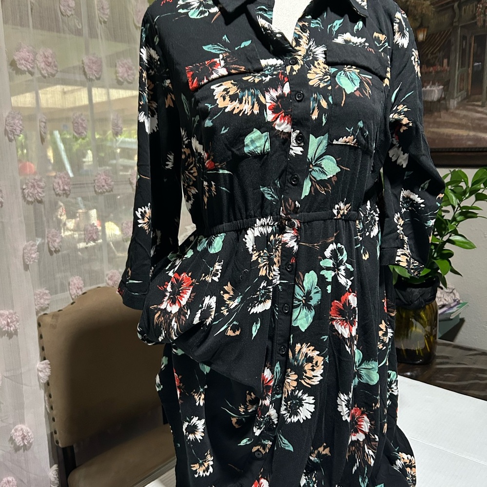 Torrid Black Floral Midi Dress - Picture 8 of 12